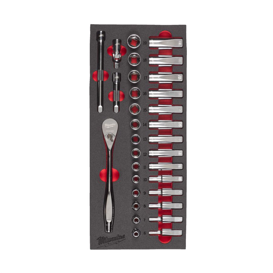 3/8 Ratschen- & Steckschlüsseleinsätze Einlage 32-teilige Einlage für Werkstattwagen 78 cm - 1 Stück